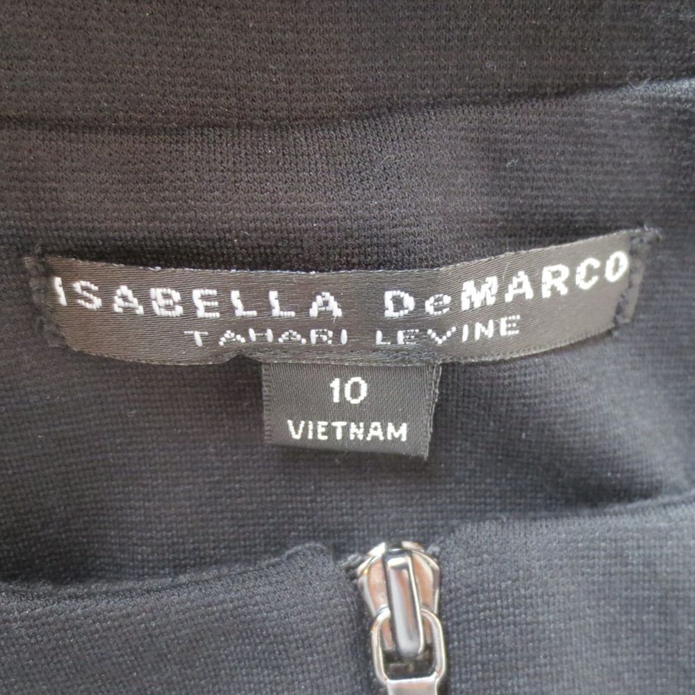 Isabella DeMarco Dress Womens 10 Black Blue Houndstooth Knit‎ Shift 3/4 Sleeve - Picture 3 of 9